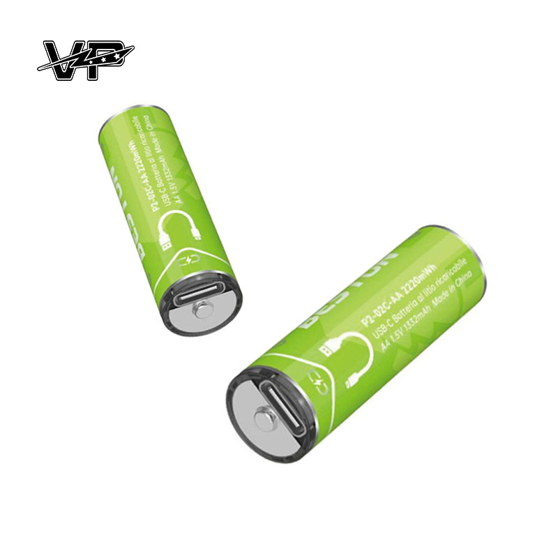 USB 1.5V AA Constant Voltage Rechargeable VP Lithium Ion Battery 2220mWh