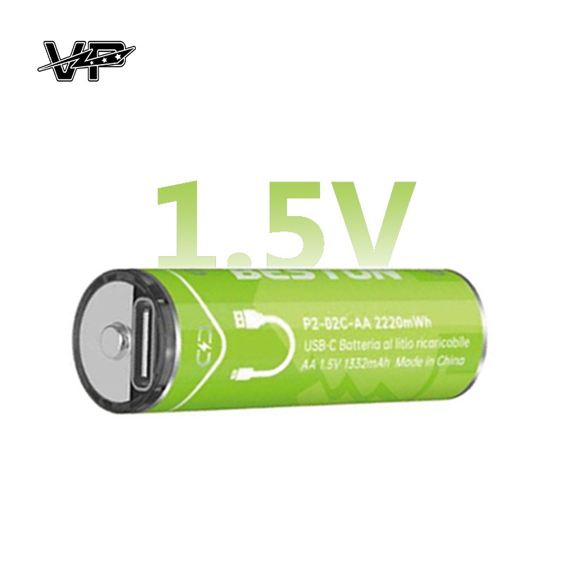 USB 1.5V AA Constant Voltage Rechargeable VP Lithium Ion Battery 2220mWh