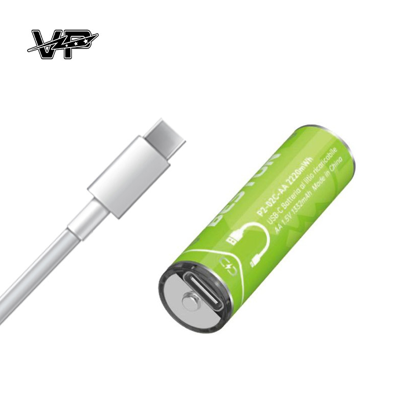 USB 1.5V AA Constant Voltage Rechargeable VP Lithium Ion Battery 2220mWh