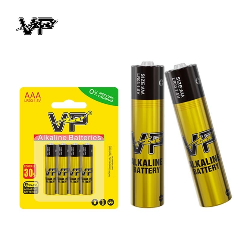 Industrial Alkaline Battery Lr03 Aaa 1.5 V Aluminium Foil AM4 130Mins Vp Batteries