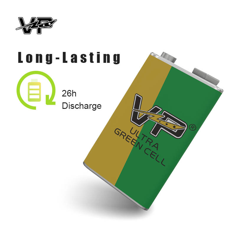 26 Saat 9 Volt VP Karbon Çinko Pil Kare Kuru Hücre Ultra Görev Sızdırmaz 6F22