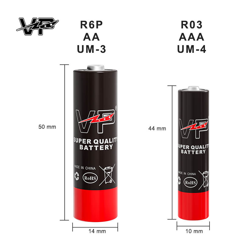High Energy 1.5V Aaa Zinc Carbon Battery R03 UM4 35mins VP Batteries For Toy Remote Control