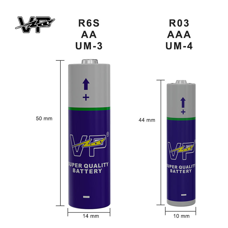 AA Boyut 60 Min Karbon Zenk Pil R6S UM3 VP Kuru Hücre Tedarikçisi PVC Ceket