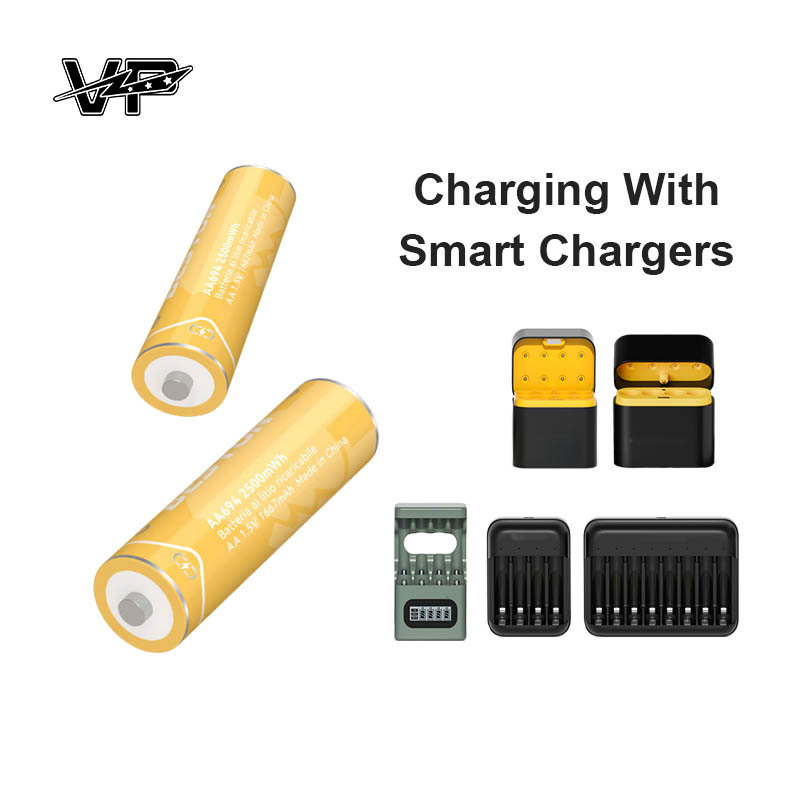 1.5 Volt Aa VP Lithium Rechargeable Batteries 2500mWh Stable Output For High Drain Devices