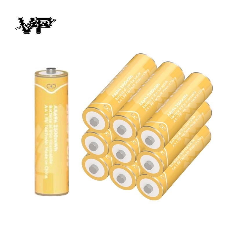 1.5 Volt Aa VP Lithium Rechargeable Batteries 2500mWh Stable Output For High Drain Devices