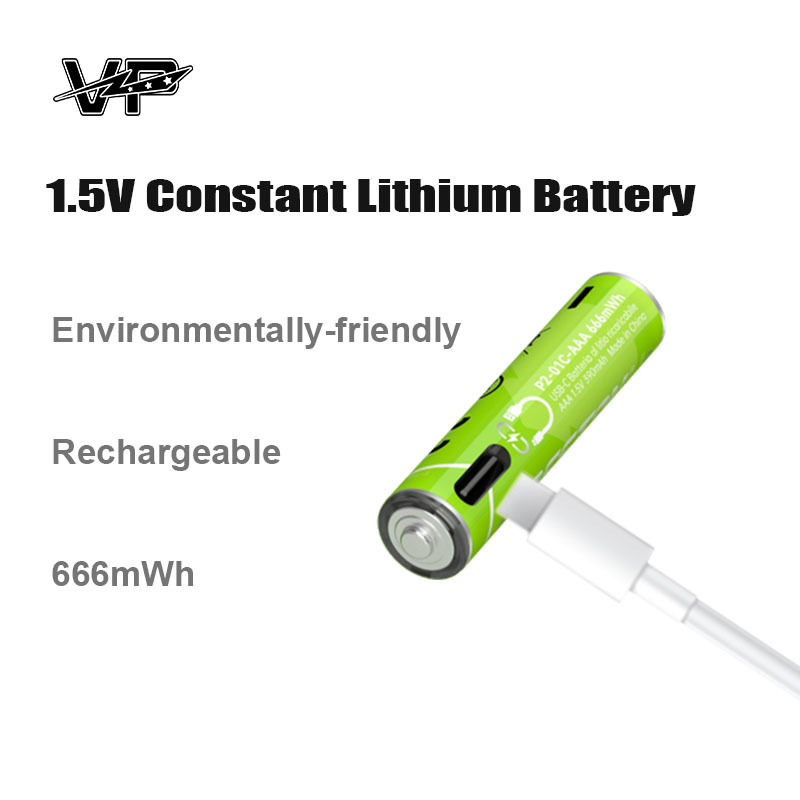 Fast Charging 666mWh USB Lithium Ion Aaa Rechargeable VP Batteries AAA Li Ion Cell