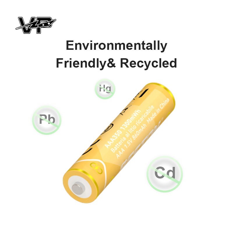 1300mWh Aaa 1.5 V Rechargeable VP Li Ion Battery By Free And Flexible Charging Methods