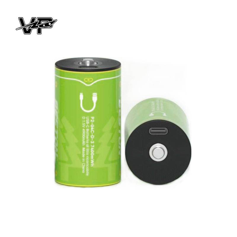 Super Heavy Duty D Size 7400mWh VP Rechargeable Li Ion Battery Type-C Portable Charging