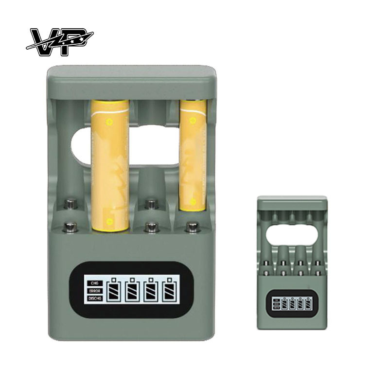 VP 1.2V 1.5V LI-Ion AA AAA Battery Charger 4 Slots Smart Portable Charging Compartment