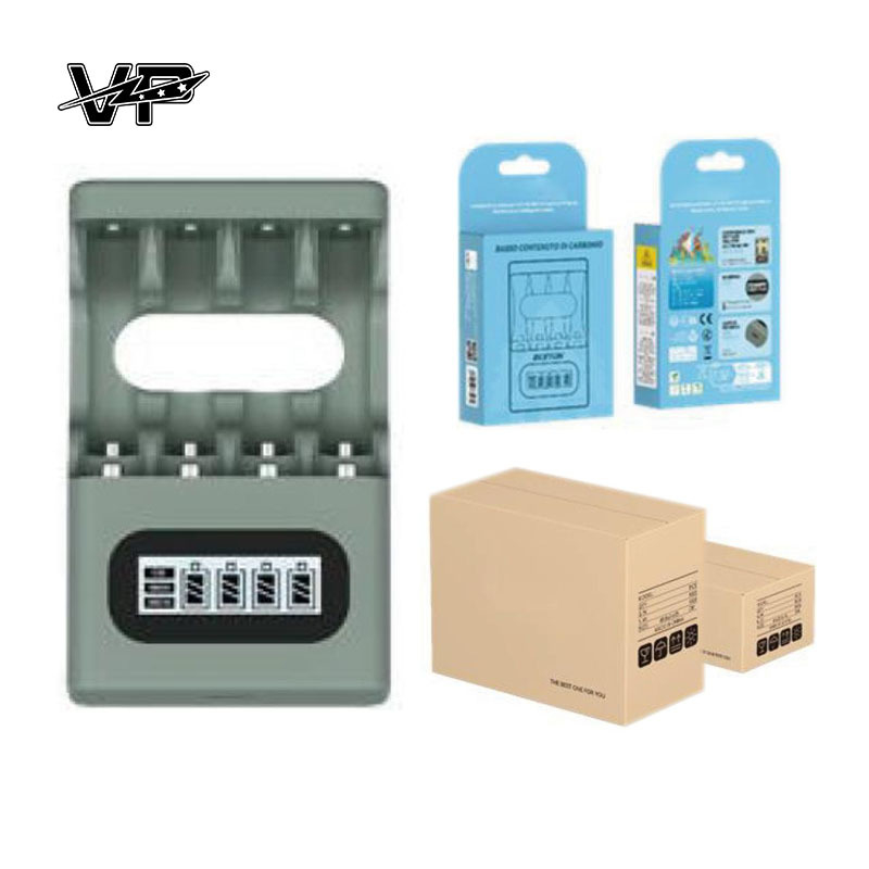 VP 1.2V 1.5V LI-Ion AA AAA Battery Charger 4 Slots Smart Portable Charging Compartment