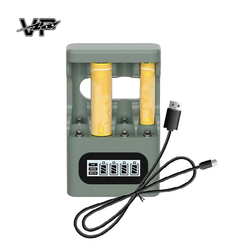 VP 1.2V 1.5V LI-Ion AA AAA Battery Charger 4 Slots Smart Portable Charging Compartment