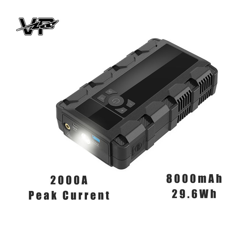 VP Peak 2000A 8000mAh Power Bank 12V Car Jump Starter Rechargeable Air Compressor