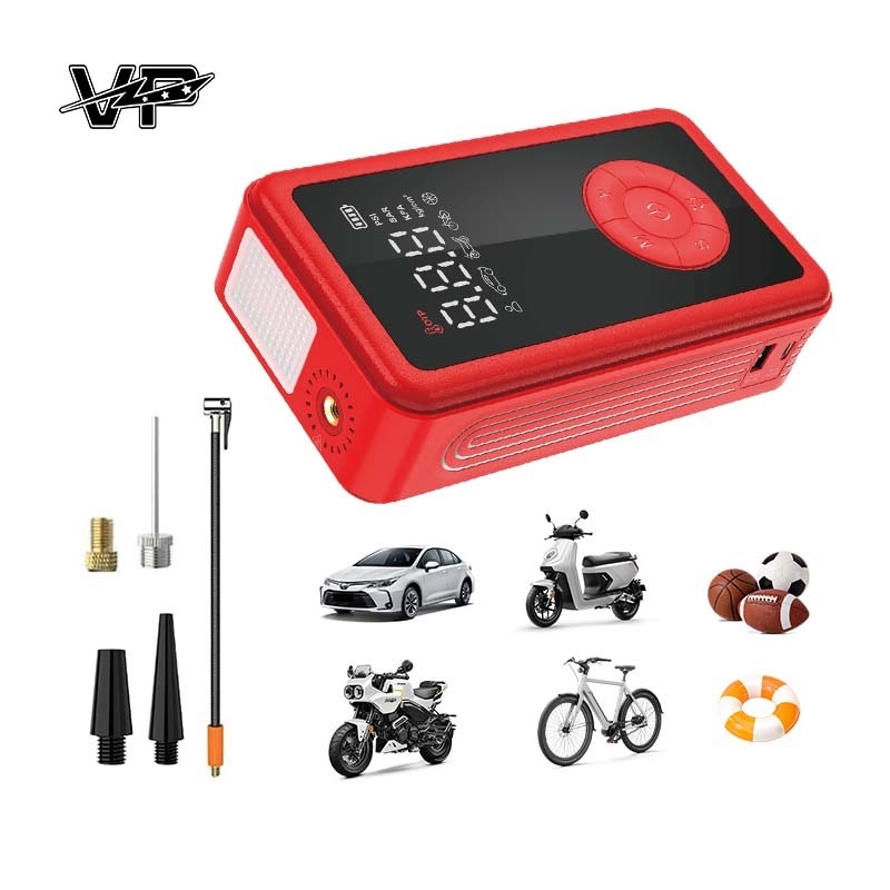 12000Ah 3000A Peak VP Portable Car Jump Starter With LED Light Air Compressor Emergency Tool Kit