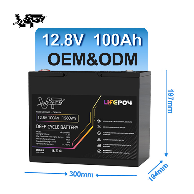 VP 12V 100ah Customizable Solar Battery with BMS Lithium Ion Battery Pack Power Supply