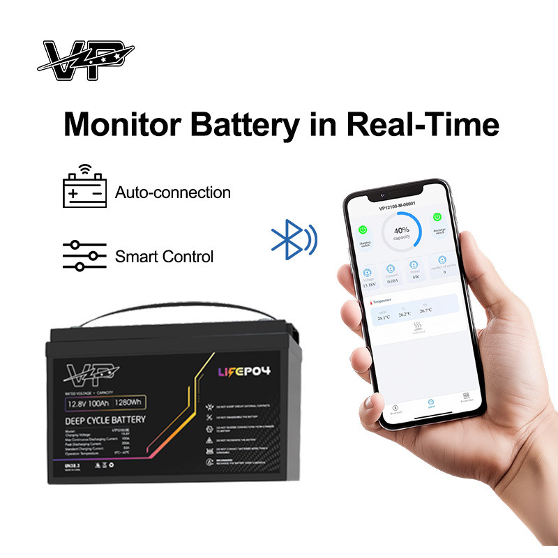 VP 12V 100ah Customizable Solar Battery with BMS Lithium Ion Battery Pack Power Supply