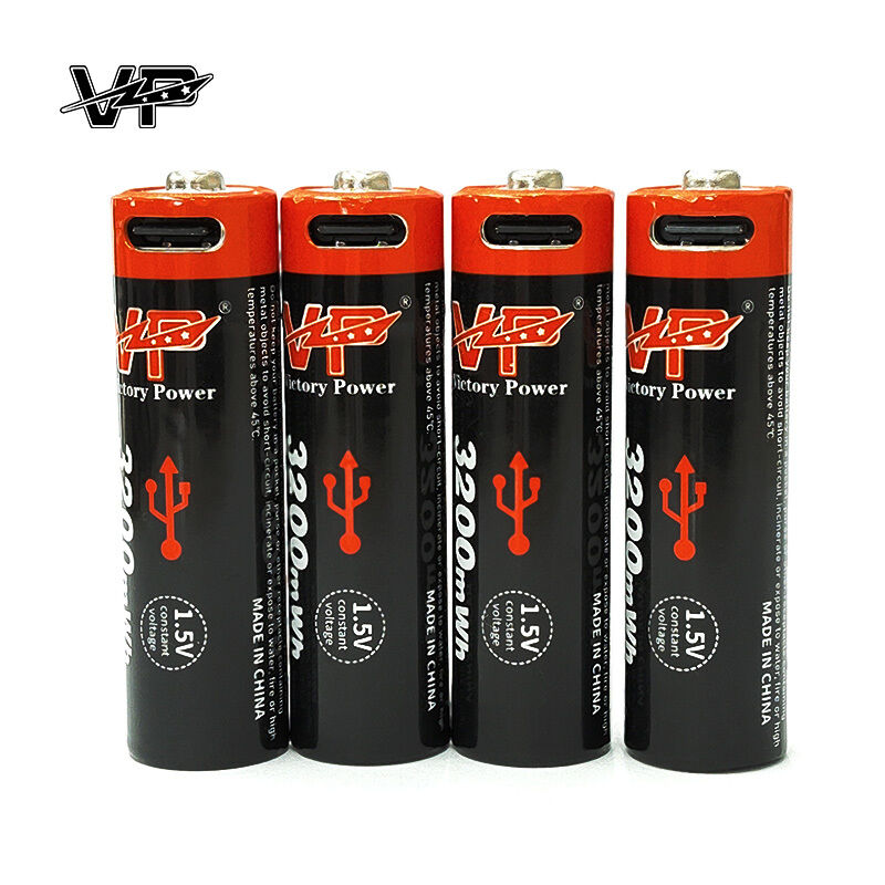 Bulk USB C Rechargeable AA Lithium Batteries 1.5V High Capacity 3200 mWh | OEM/ODM Factory Supplier