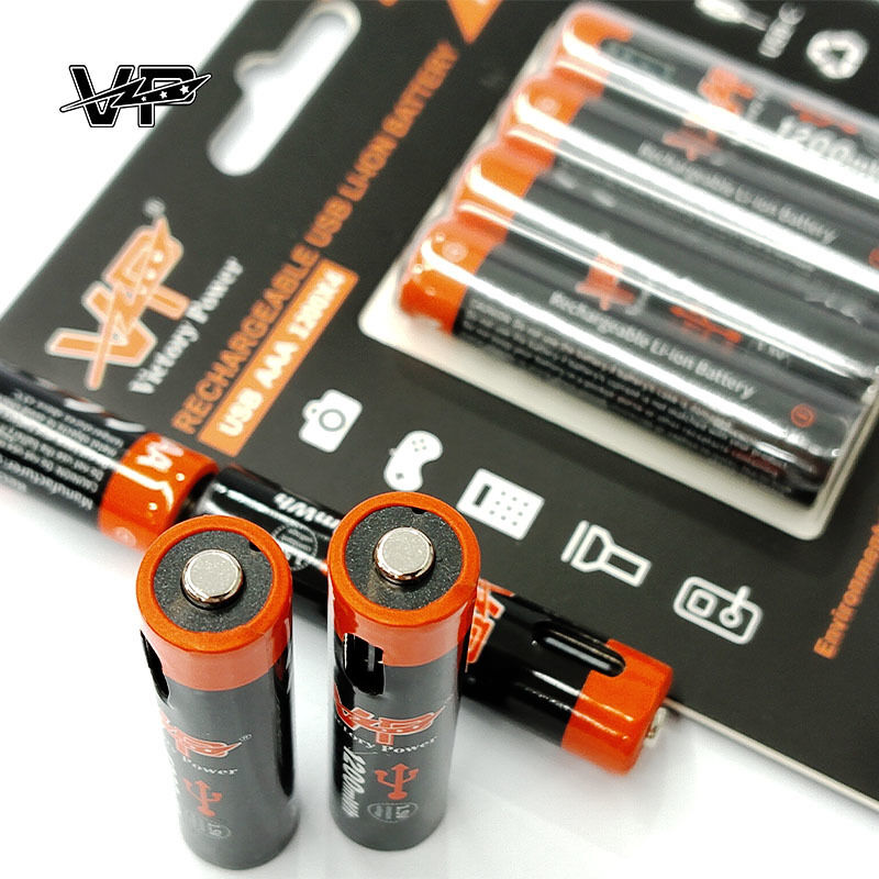 OEM Custom Logo AAA Li-ion Polymer Rechargeable Battery USB-C Charging with CE RoHS