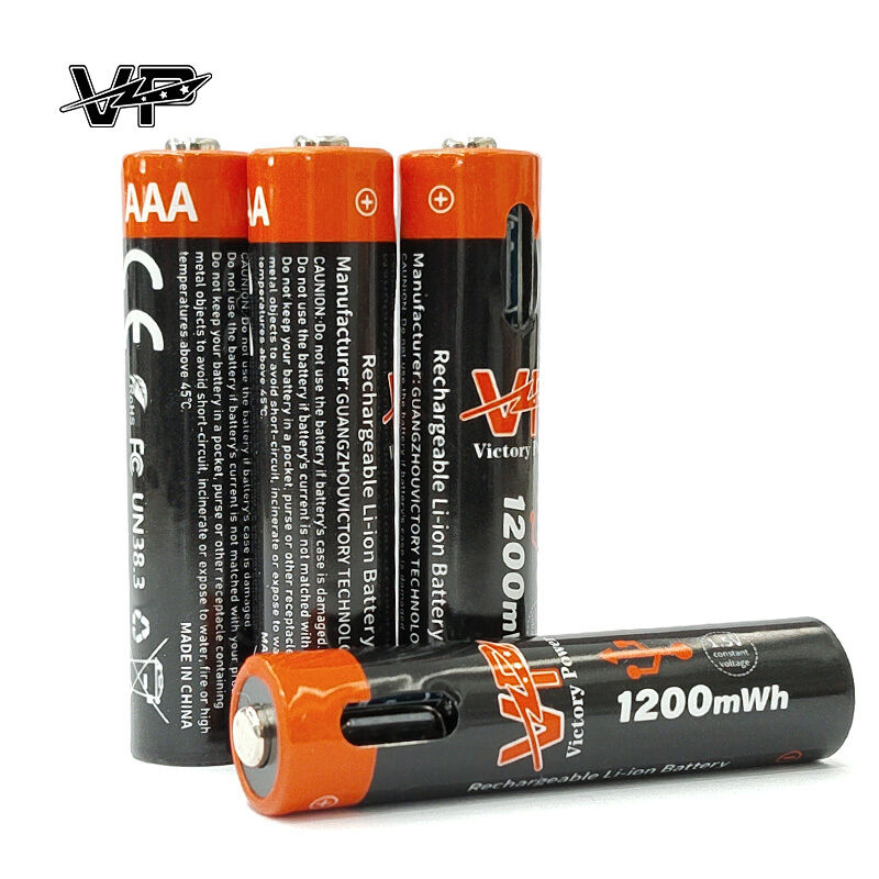 OEM Custom Logo AAA Li-ion Polymer Rechargeable Battery USB-C Charging with CE RoHS