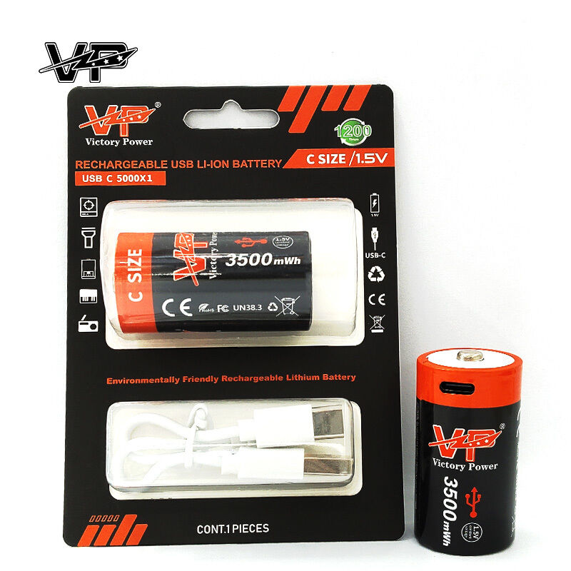 Wholesale C Size USB-C Rechargeable Lithium Ion Battery 1.5V | Bulk Private Label Manufacturer